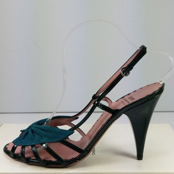 👠👠👠Moschino NEW Bottle Green Patent Leather Sandals - Picture 3 of 8